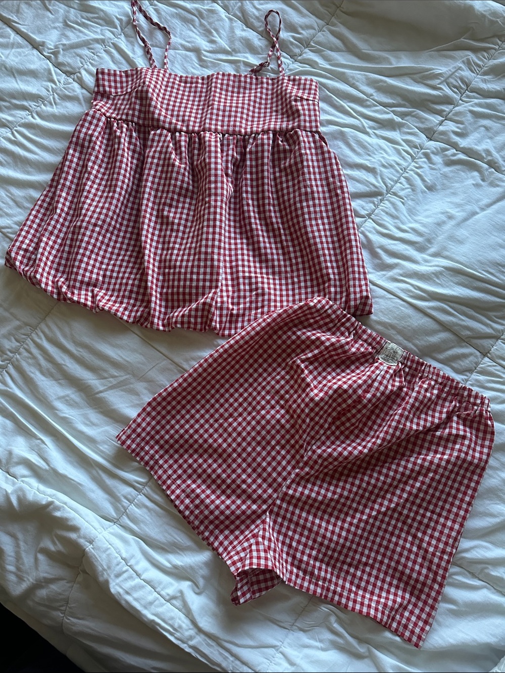 Red Gingham Two-Piece Cami & Shorts Set